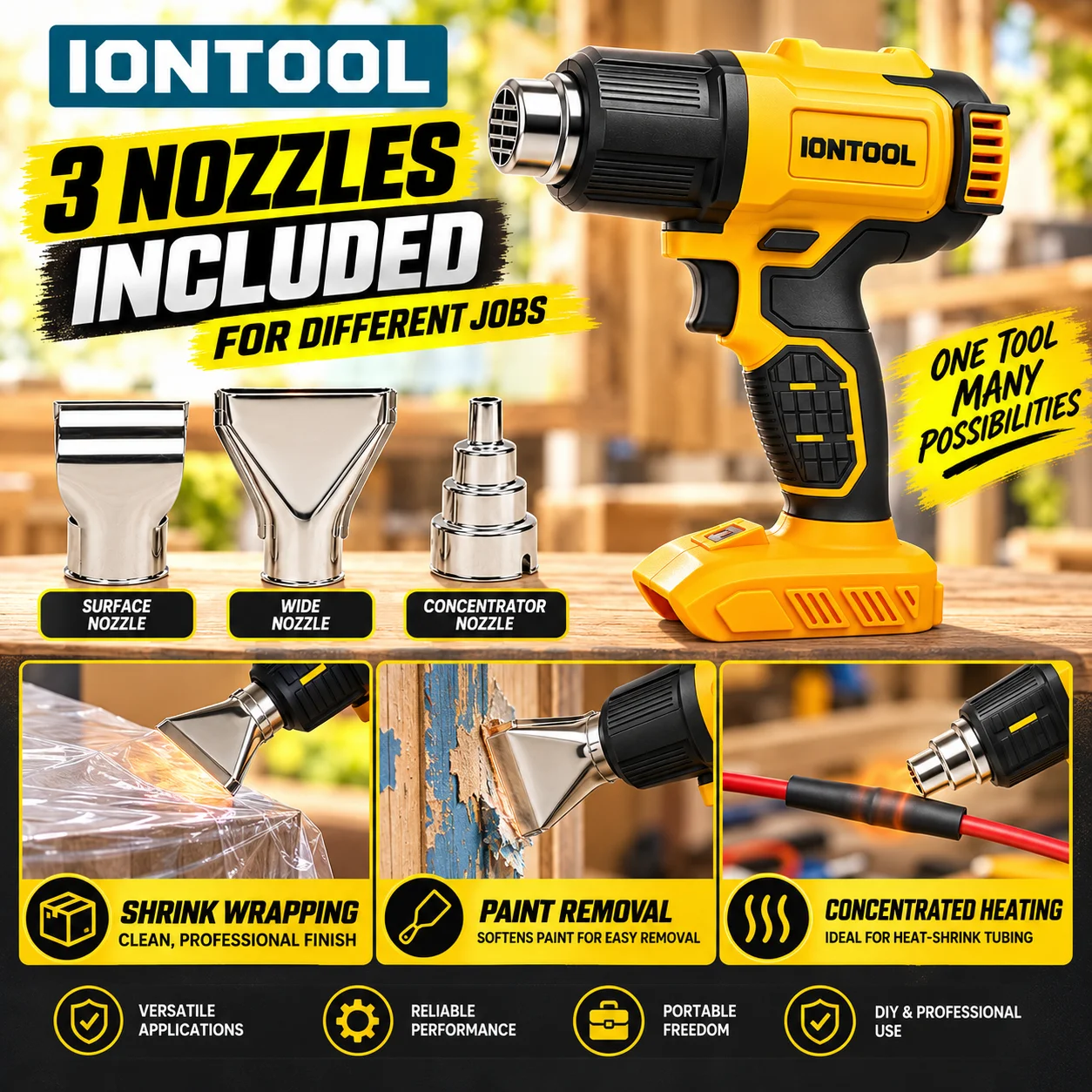 IONTOOL Yellow 550℃ Fast Heati - đánh giá và giá Cordless Heat Gun For Shrink Tubing